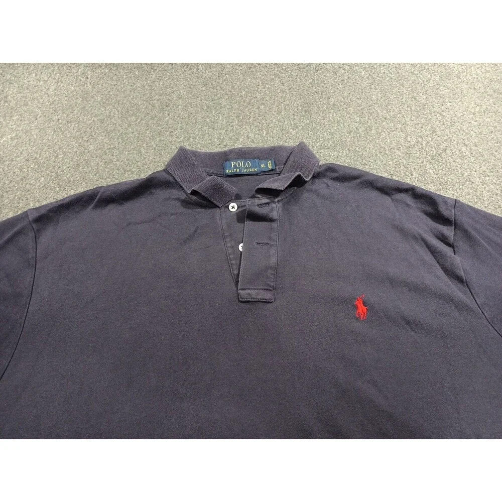 Polo Ralph Lauren Men's Short Sleeve Dark Blue Polo XL 100% Cotton Red Horse
